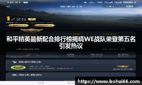 和平精英最新配合排行榜揭晓WE战队荣登第五名引发热议